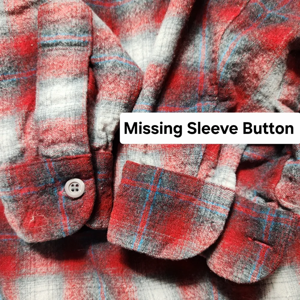 Vintage Pendelton Boys M Wool Shadow Plaid Button Up Shirt Red Black 60s USA